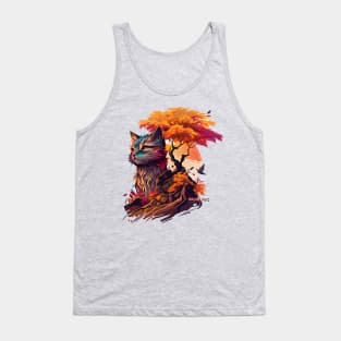 Surreal Anime Cat Diorama Tank Top